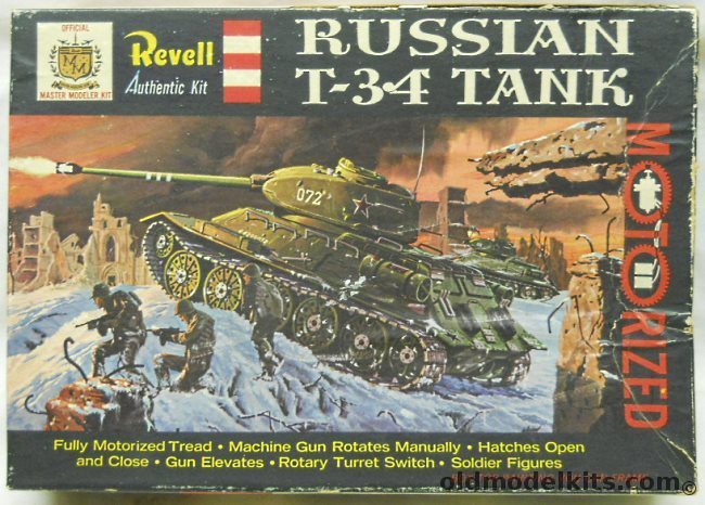 Revell 1/40 Russian T-34 Tank Motorized - (T34) With Master Modeler Trading Stamp, H546-249 plastic model kit